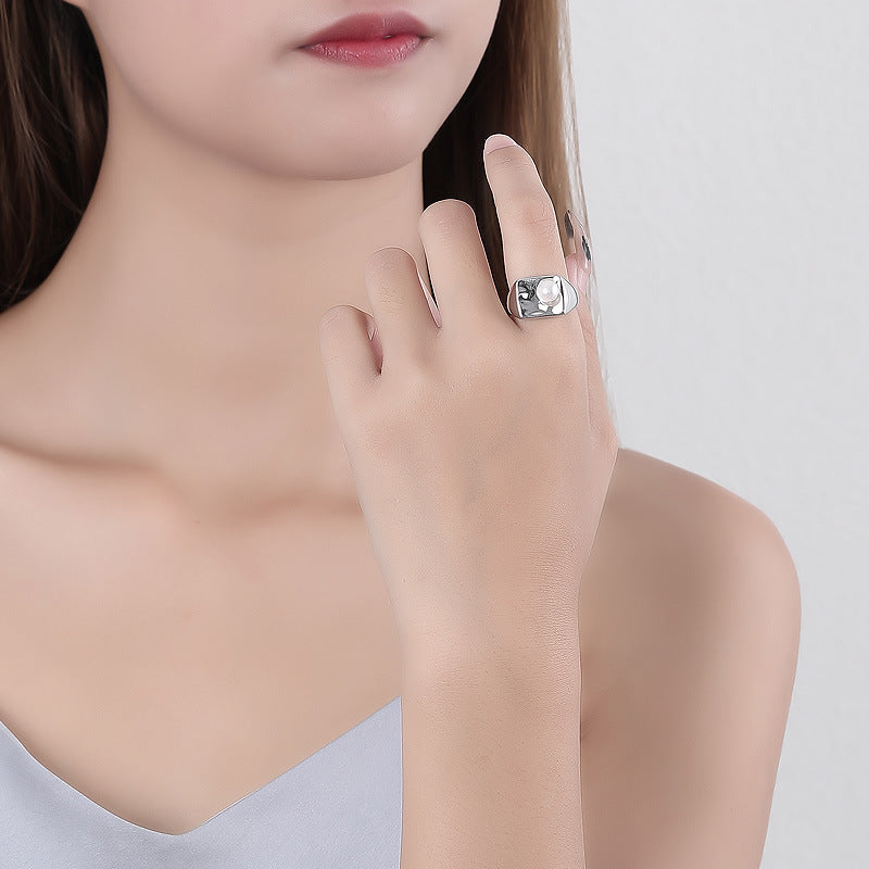 Wholesale  S925 Sterling Silver Pearl Ring  Luxury Rings