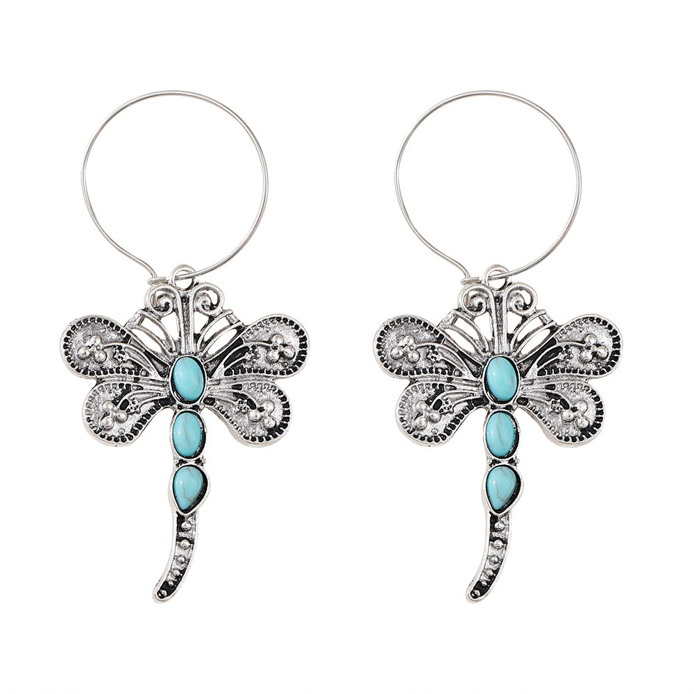 Wholesale Retro Turquoise Dragonfly Pendant Necklace Fashion Jewelry Accessory