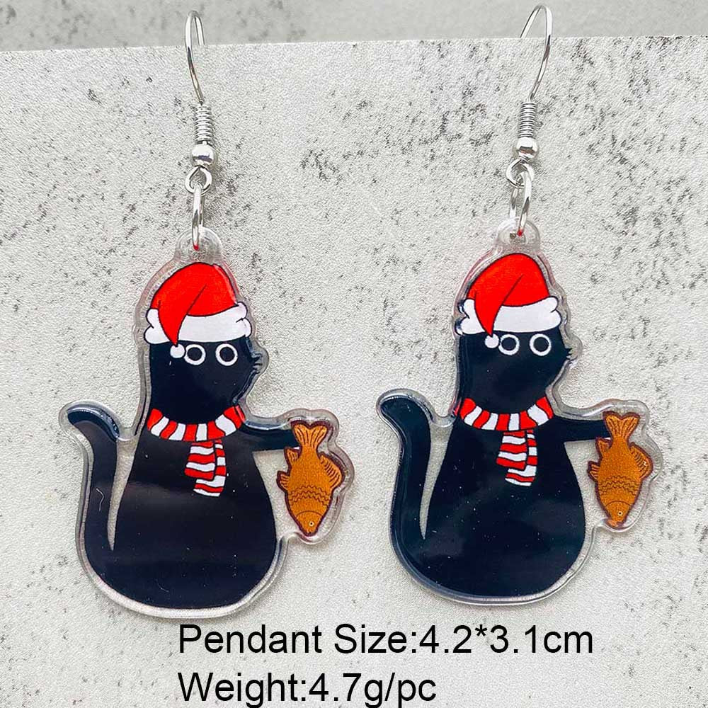 Wholesale Christmas Acrylic Lights Santa Hat Cat Earrings ACC-ES-ChenY090