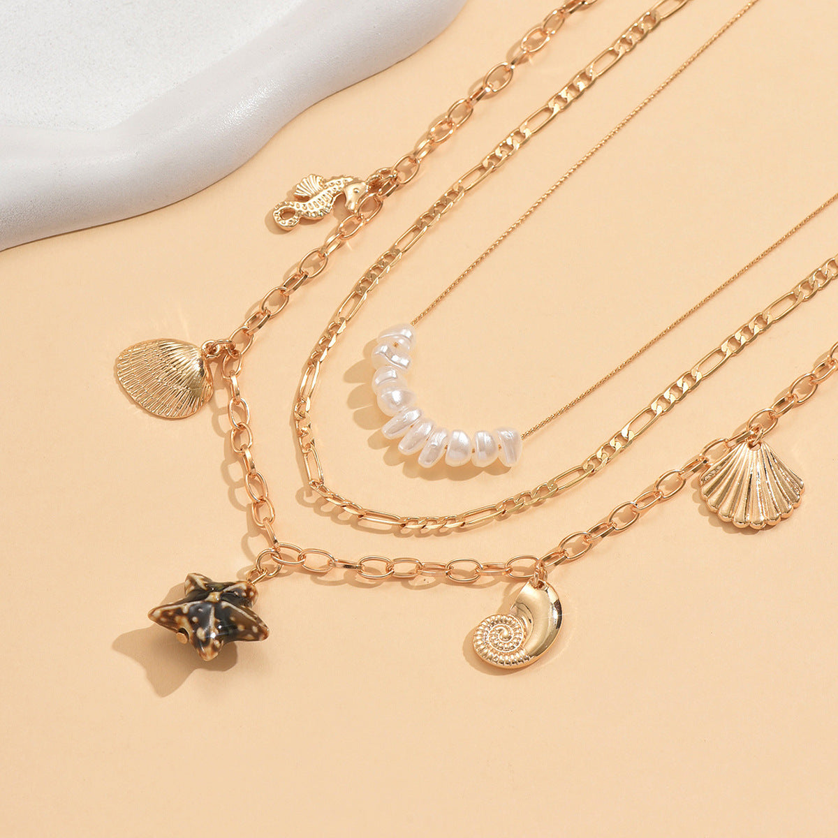 Wholesale starfish seashell  seahorse zinc alloy pendant necklace