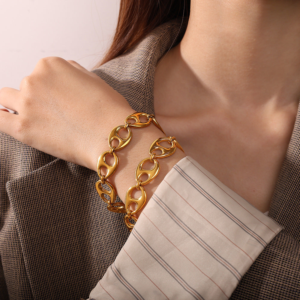 Wholesale Simple Geometric Buckle ing Jewelry Trendy Personality Exaggerated Style Pig Nose Bracelet