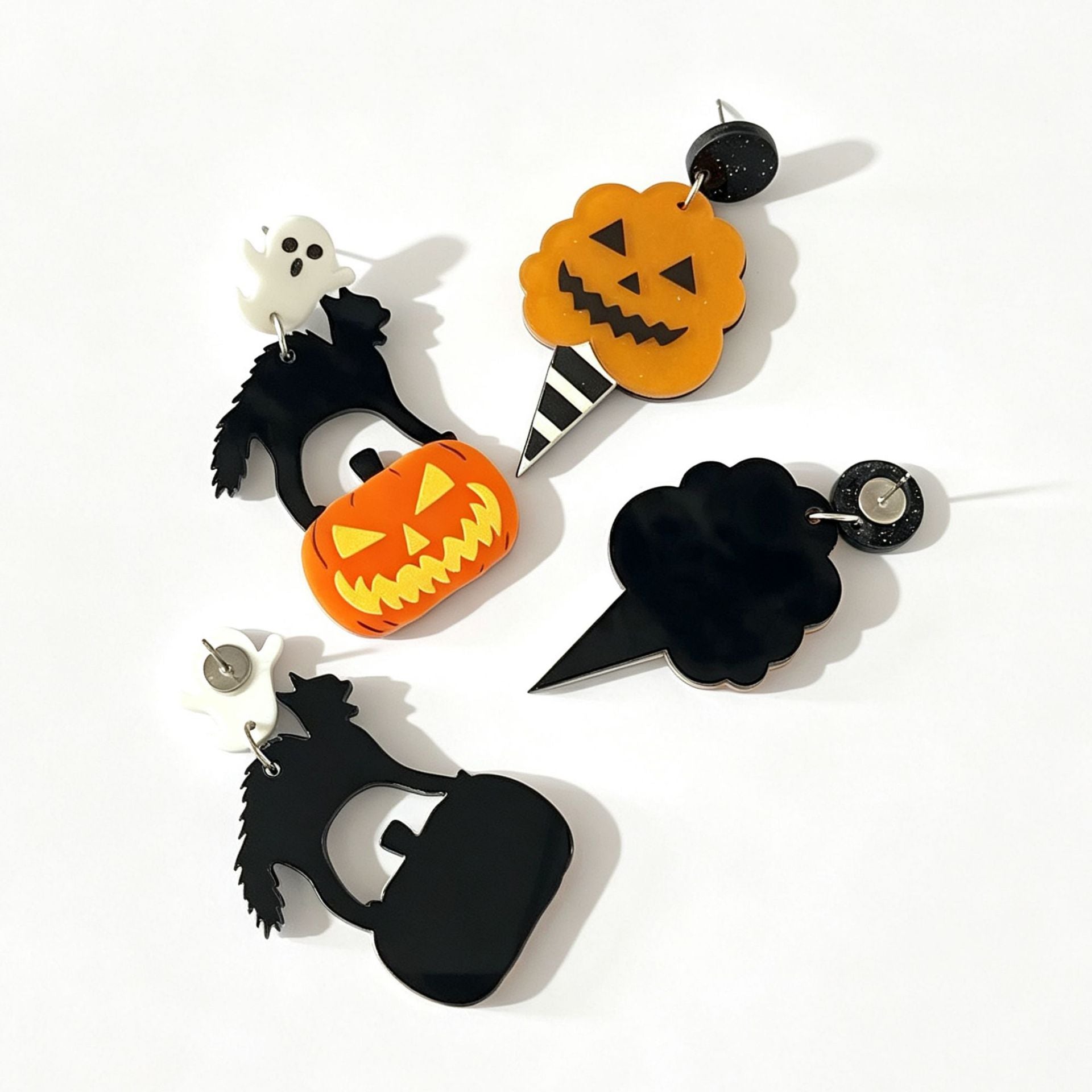 Wholesale  Ghost Pumpkin Black Cat Acrylic Earrings Funny Ice Cream Design Women S Jewelry Accessory For Boutique Resale