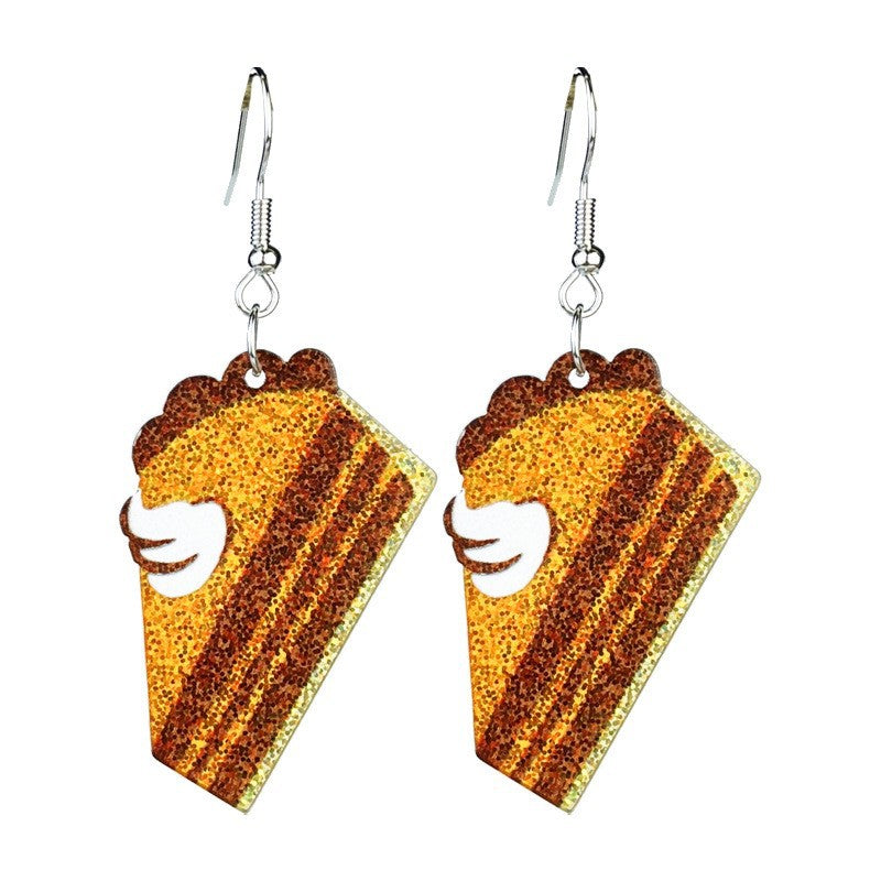 Wholesale Shining Autumn Thanksgiving Turkey Pumpkin Pie Maple Leaf Coffee Sunflower Earrings