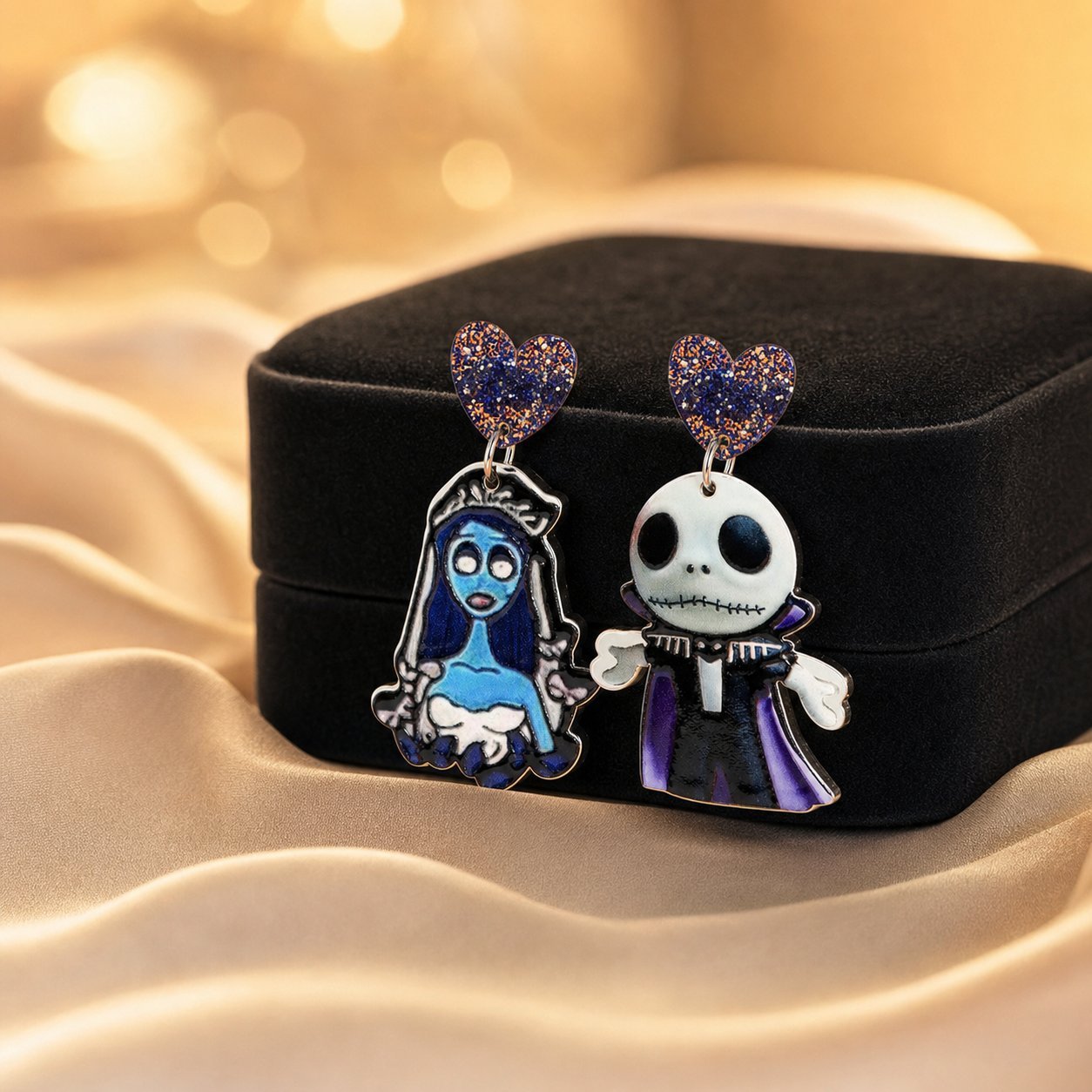 Wholesale  Spooky Ghost Earrings Asymmetric Alloy Rhinestone Jewelry Accessory for Resale