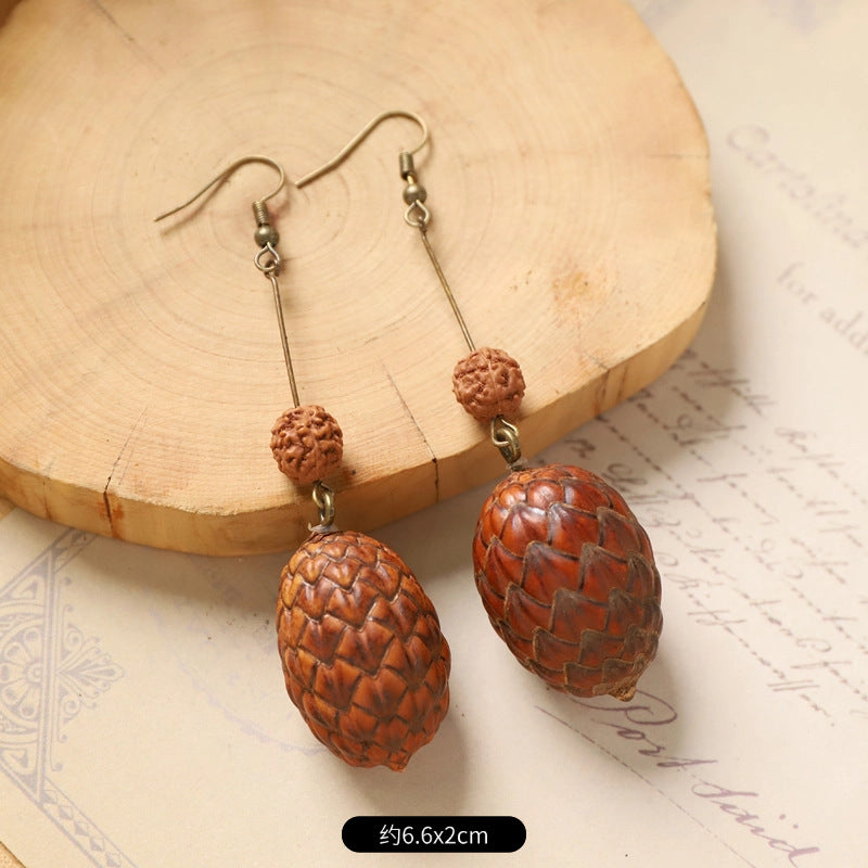 Wholesale Vintage Hand-made Plant Fruit Wood Earrings