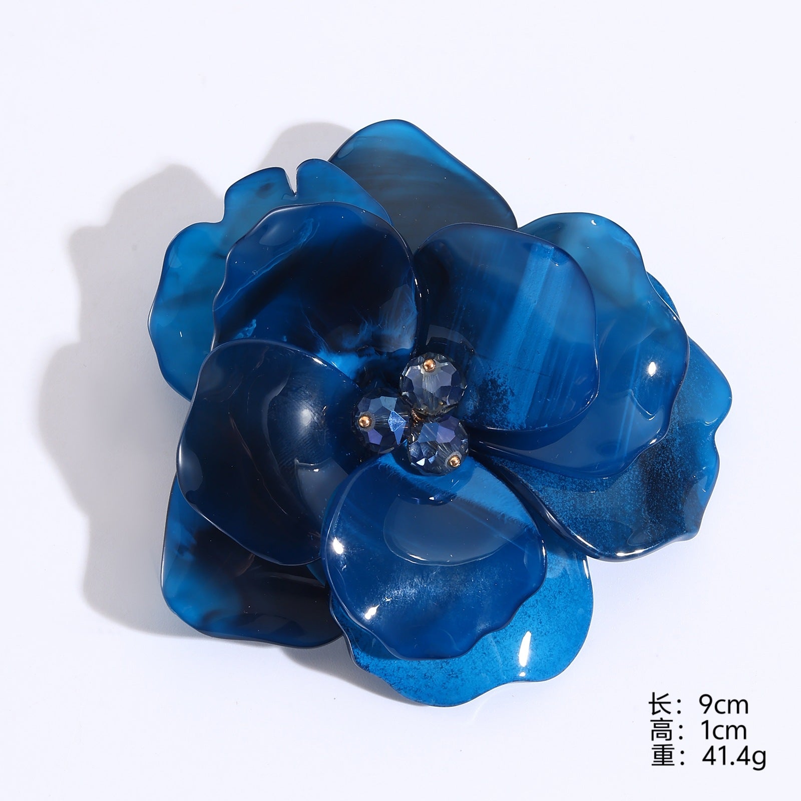 Wholesale Vintage Blue Flower Acrylic Brooch Handmade Women' s Pin Jewelry Accessory