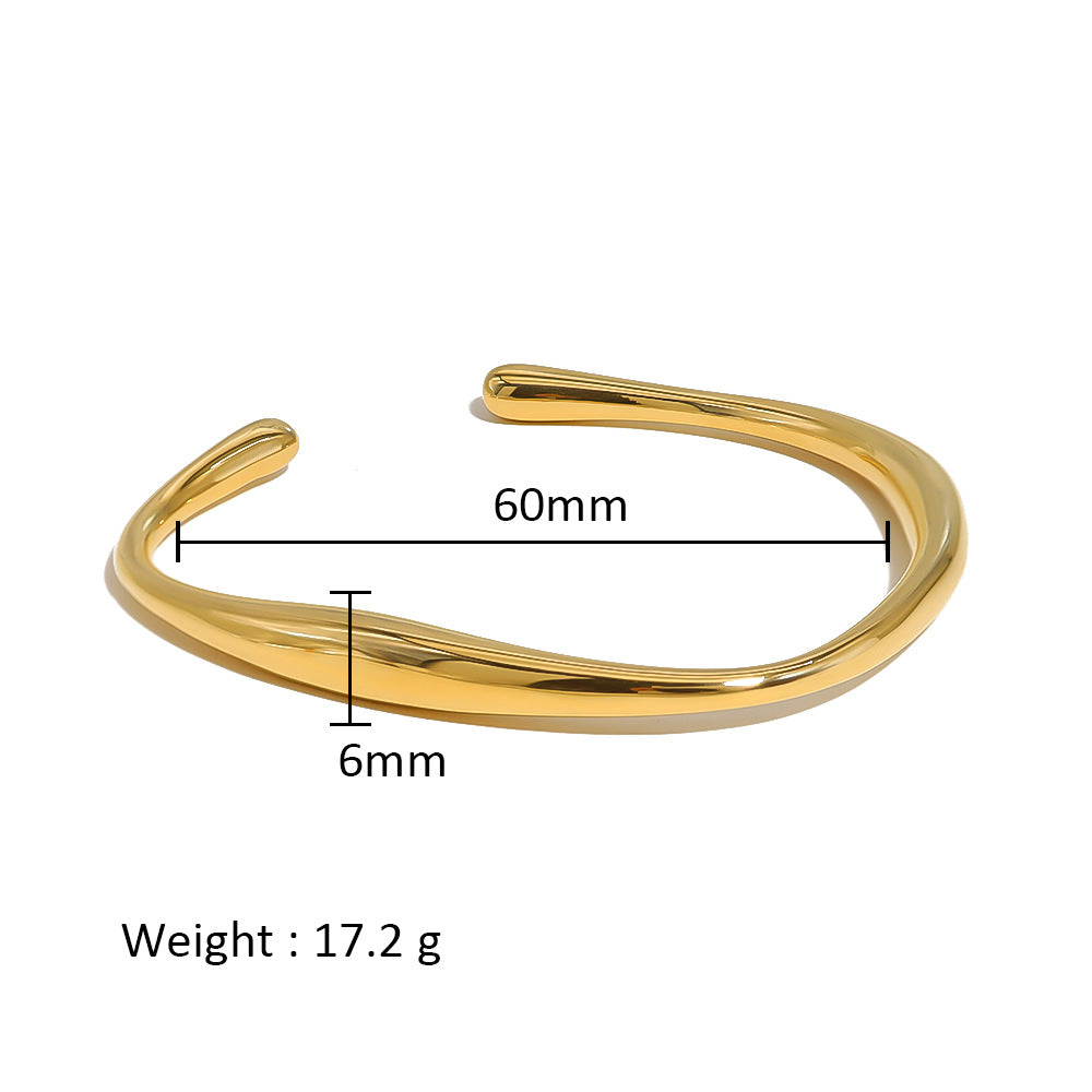 Wholesale Light Luxury 18K Gold Stainless Steel Bracelets Special Shaped Open Bracelet ACC-BT-ChengBing004