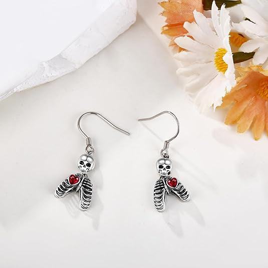 Wholesale Halloween Exaggerated Personality Heart Thoracic Ear Hook Earrings