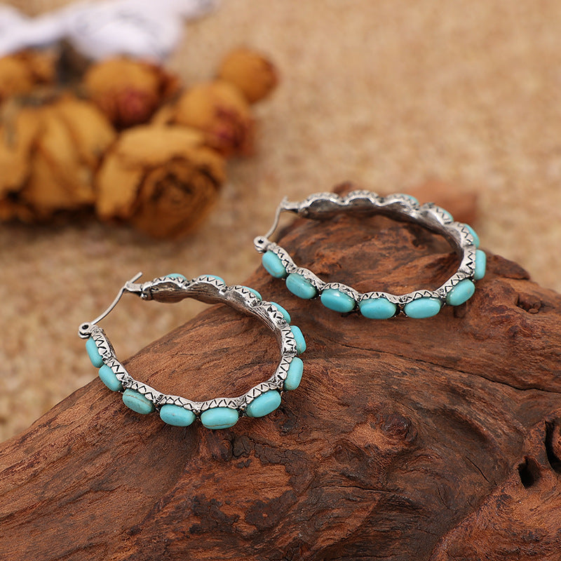 Wholesale  retro Western style Pine stone earrings