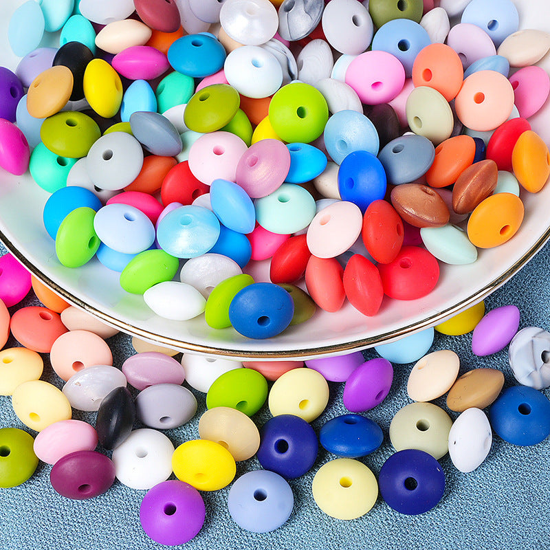 Wholesale 100PCS/PACK Small Spacer Beads 12mm Silicone Color Round