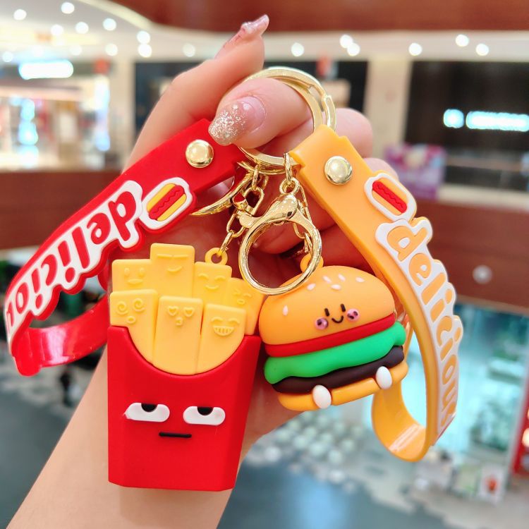 Wholesale PVC Cute Fries Burger Keychain Lanyard Keychain ACC-KC-AiLe003