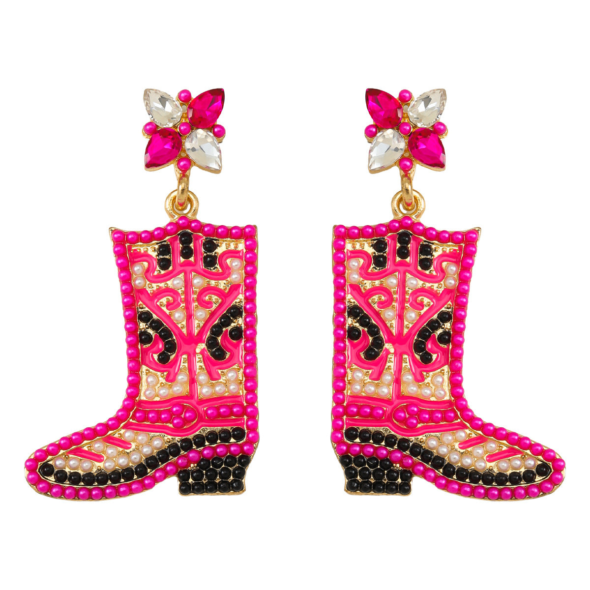 Wholesale Alloy Rice Beads with Diamond Boots Earrings ACC-ES-JiaQi011