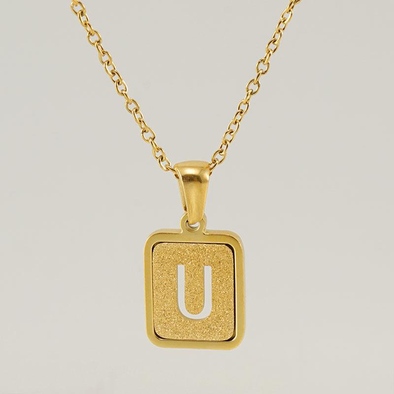 Wholesale 18K stainless steel hollow 26 English letter necklace