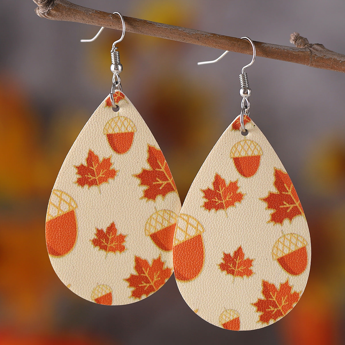 Wholesale  Autumn Thanksgiving Maple Leaf Deciduous Acorn Drop Pendant Earrings
