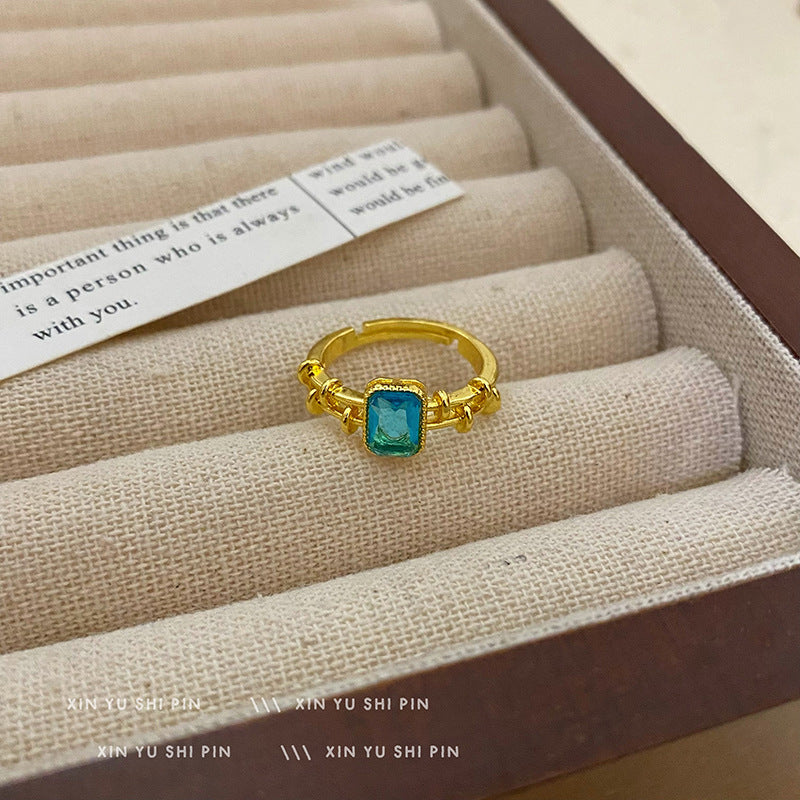 Wholesale Blue Sugar Ring  Luxury Vintage Court Style Open Ring Ring