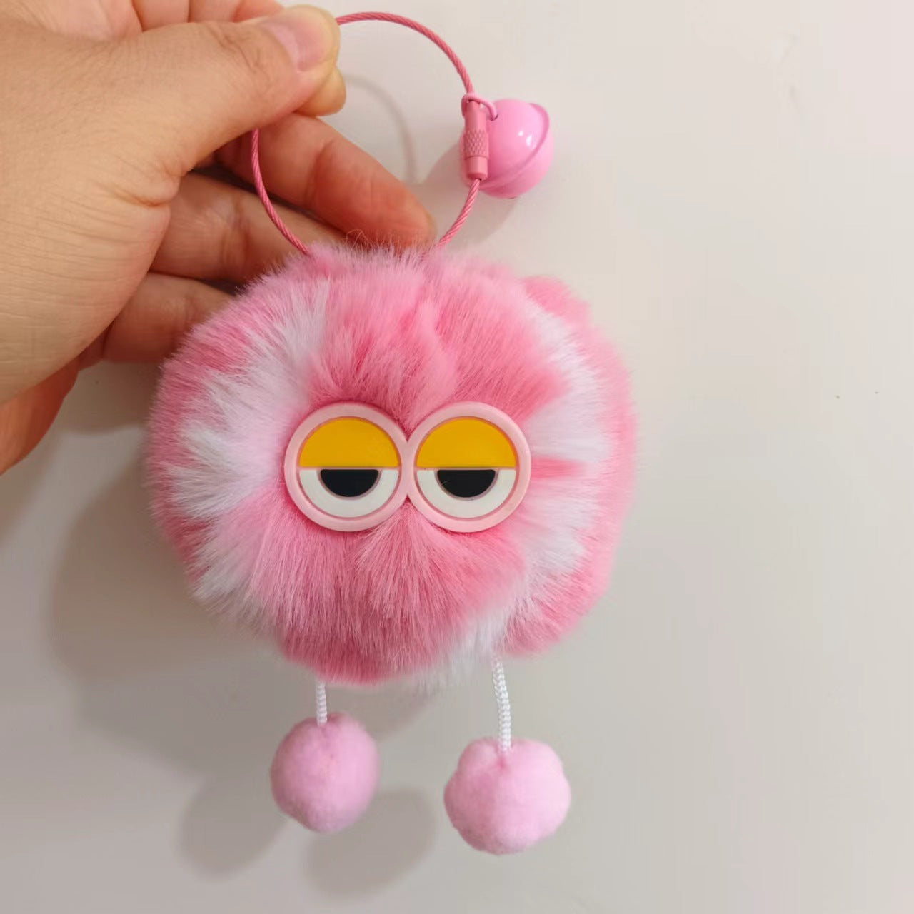 Wholesale cute little tennis ball rex rabbit fur keychain