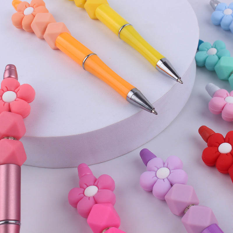 Wholesale Beaded Pens Handmade Flower Silicone Beaded Ballpoint Pen