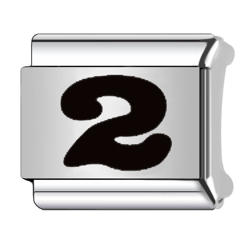 Wholesale Italian Charm Bracelet 9mm DIY Black Arabic  Creative Stainless Steel Composable Bracelet