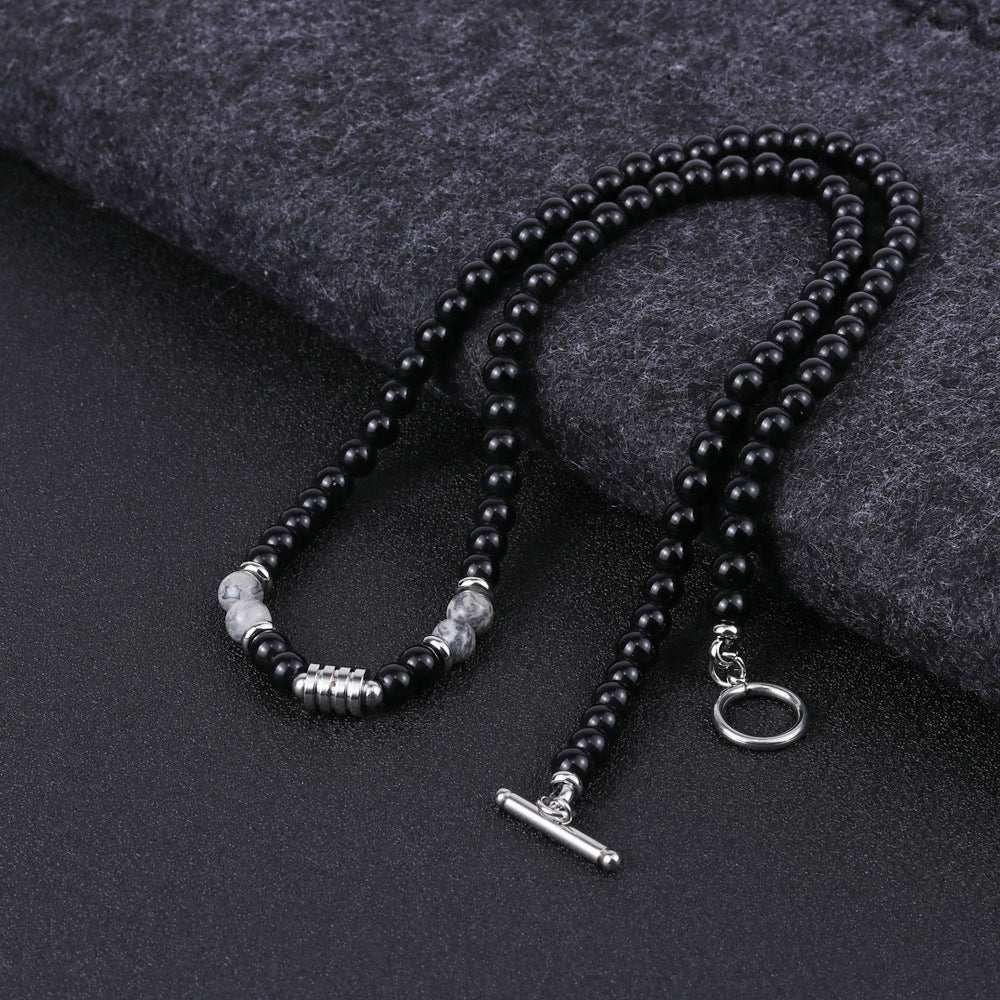 Wholesale titanium steel men' s tiger eye stone necklace