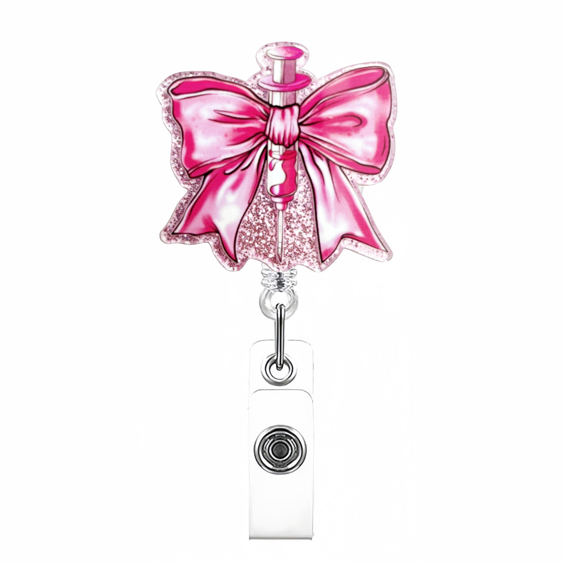 Wholesale Acrylic Creative Bow Badge Reels Keychains