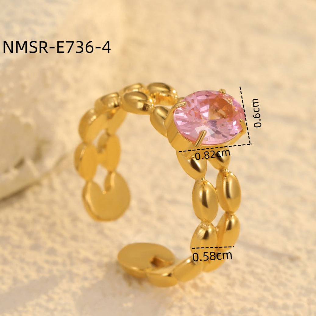 Wholesale  inlaid zircon stainless steel ring does not fade 18K gold plated rings