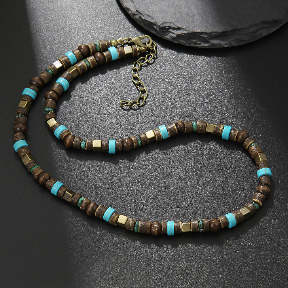 Wholesale Summer Beach Bohemian Wood Chip nut Shell Necklace