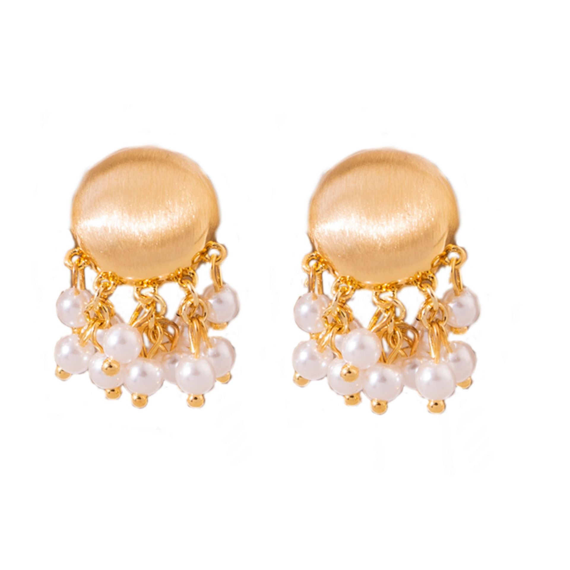 Wholesale  Retro Brushed Metal Pearl Tassel Earrings