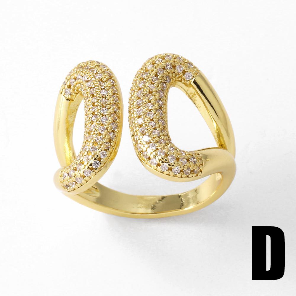 Wholesale love heart gold plated zircon open ring