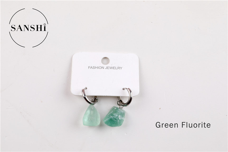 Wholesale Natural Stone Crystal Stainless Steel Earrings