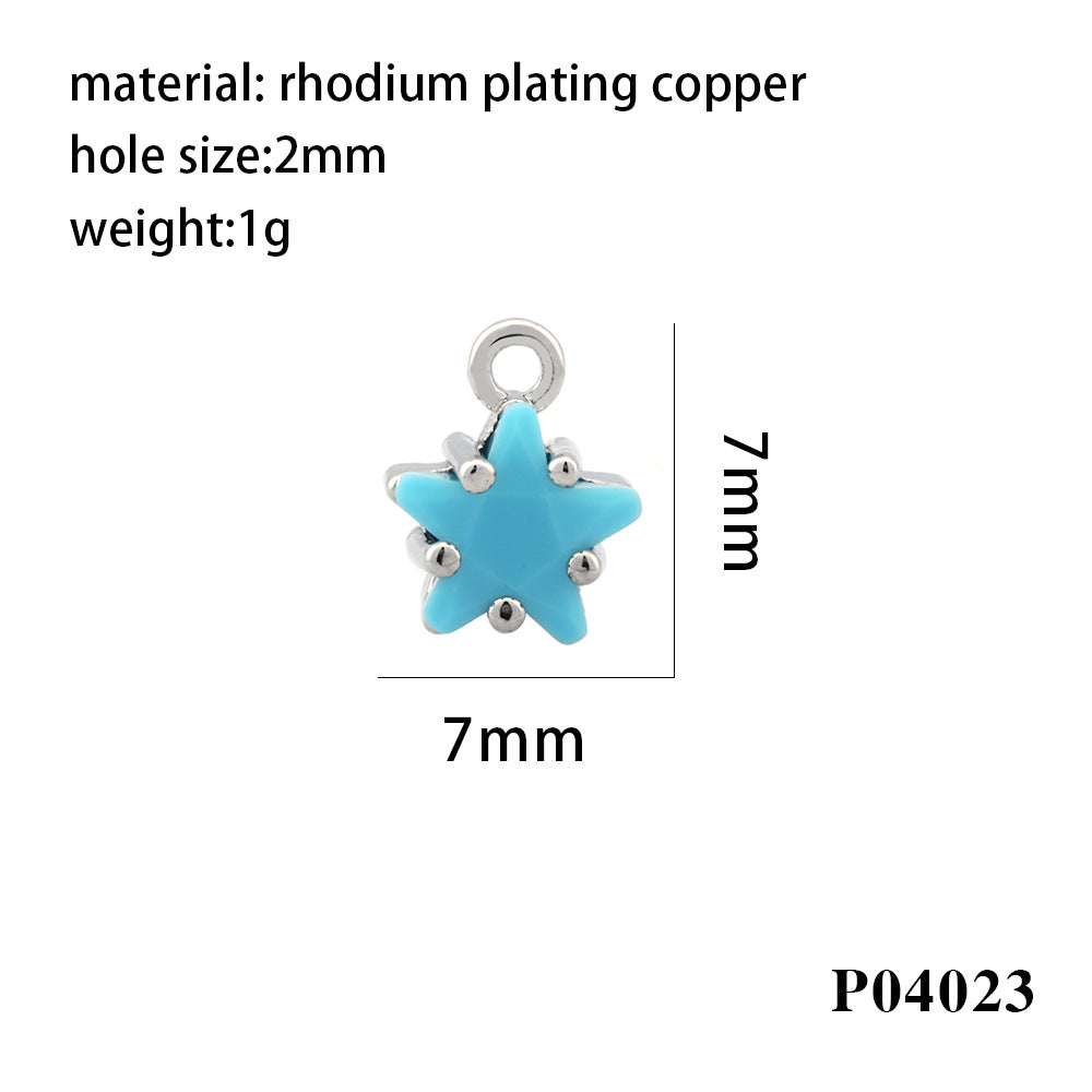 Wholesale 18K gold-plated micro-paved colorful five-pointed star zircon pendant