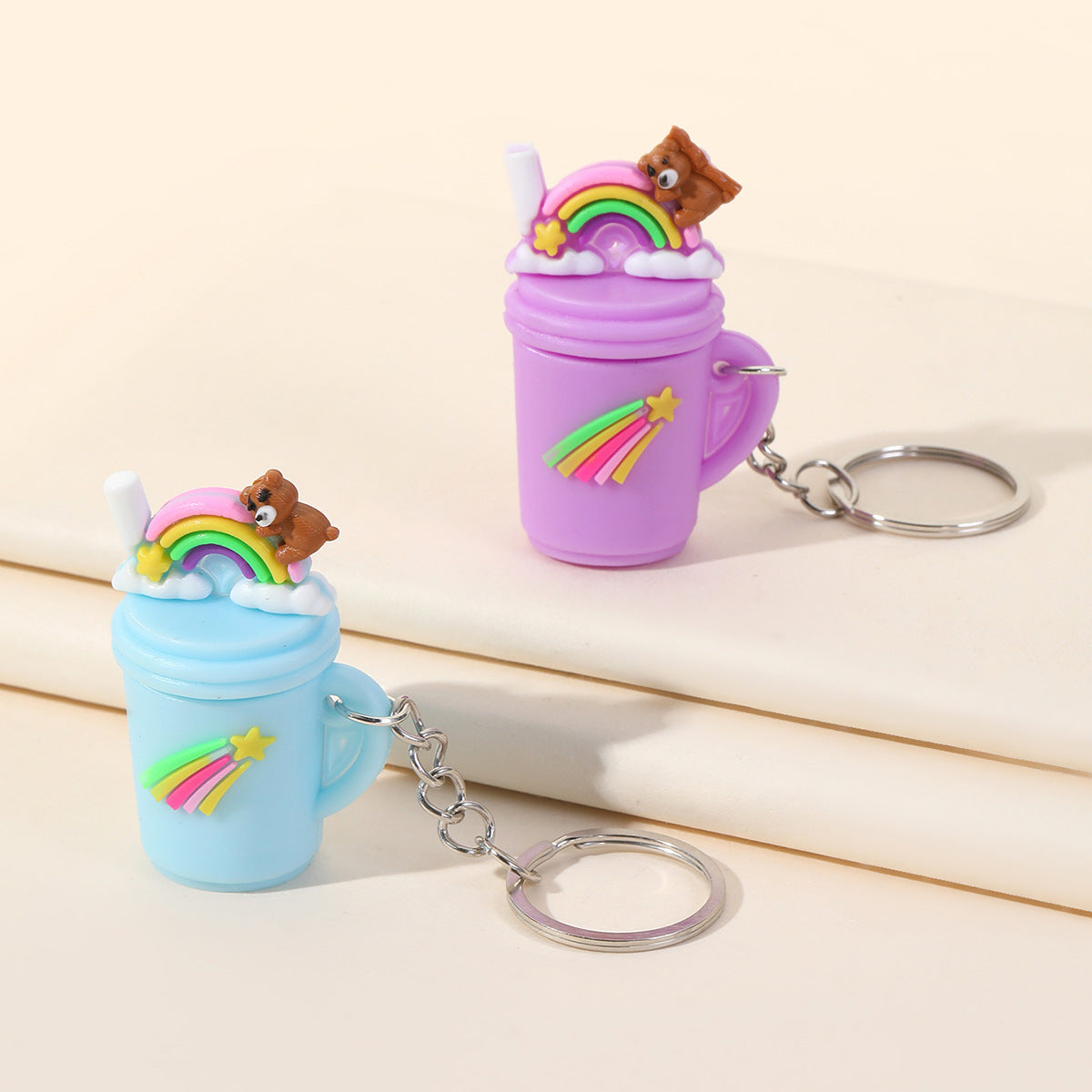 Wholesale PVC Rainbow Milk Tea Cup Keychains ACC-KC-RongRui002