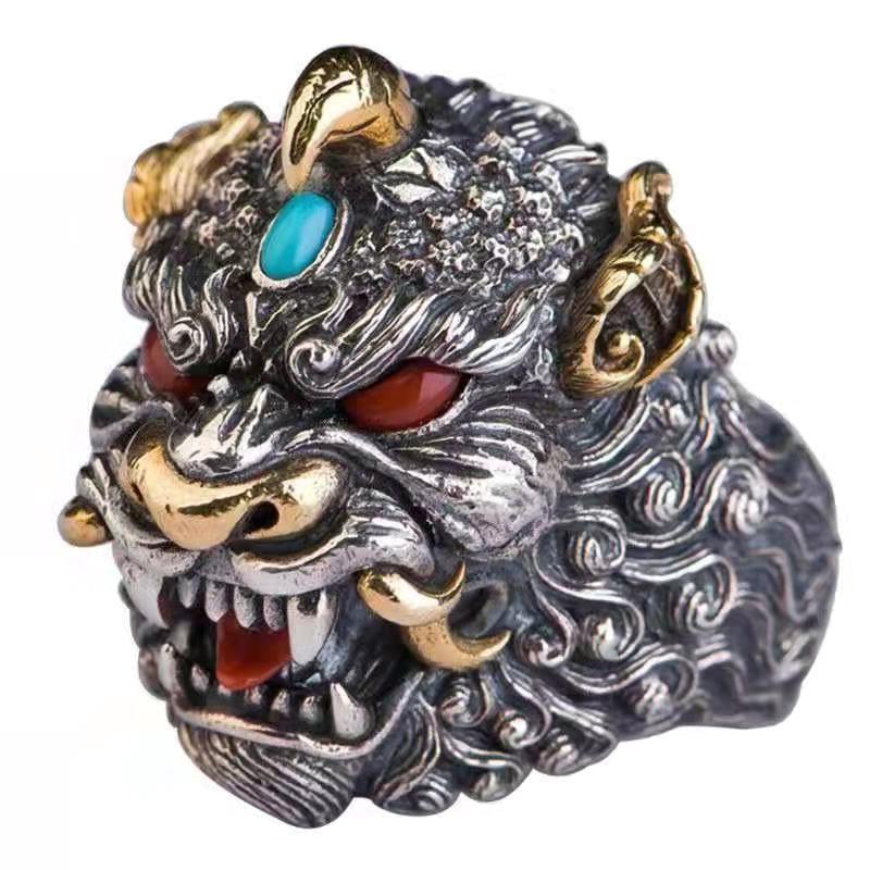 Wholesale Alloy Retro Pixiu Ring Unisex Adjustable Jewelry Accessory for Gift