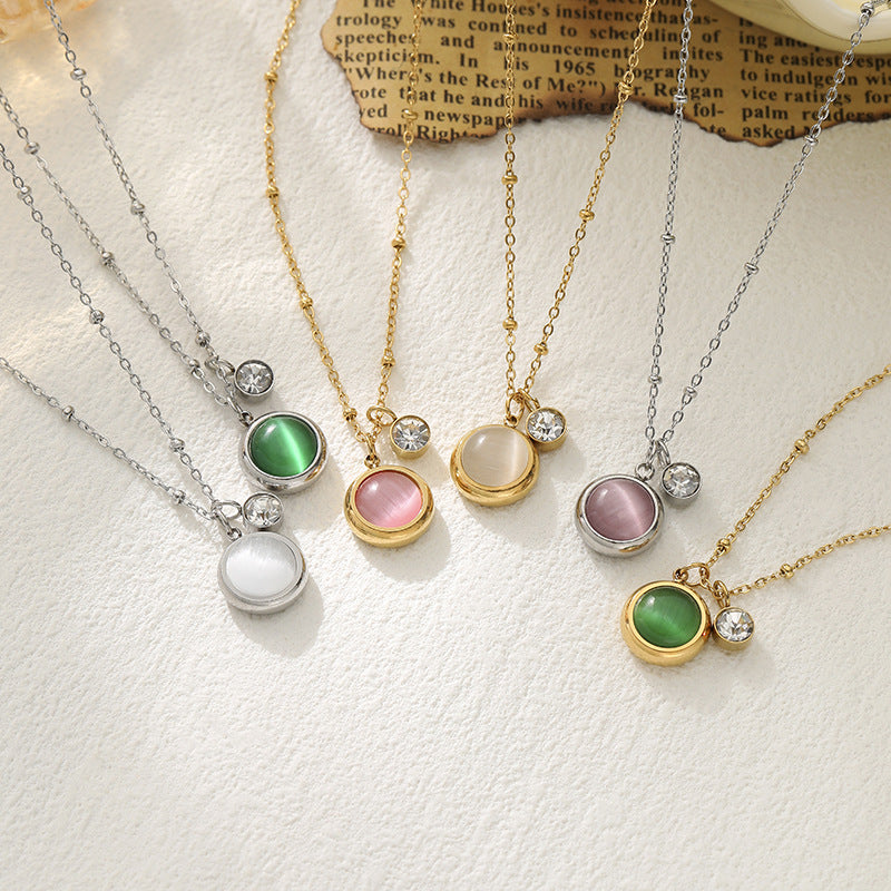 Wholesale Cat Eye Design Titanium Steel Necklace - Stylish Fashion Accessory for Everyday Wear