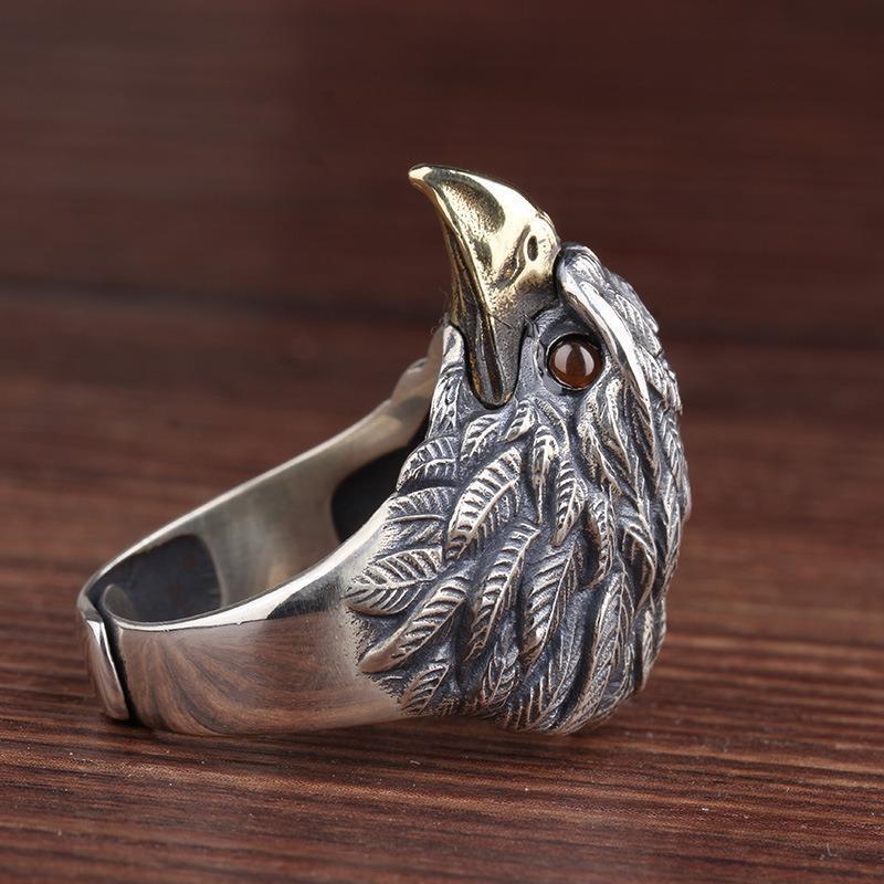 Wholesale vintage old eagle ring open metal adjustable ring