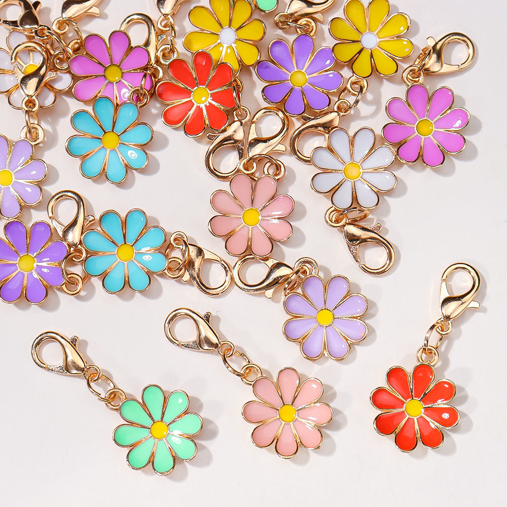 Wholesale 10pcs/pack Alloy Oil Drop  Flower Pendant DIY Universal Buckle Pendant Necklace Earrings Keychain Shoe Bag Jewelry Pendant