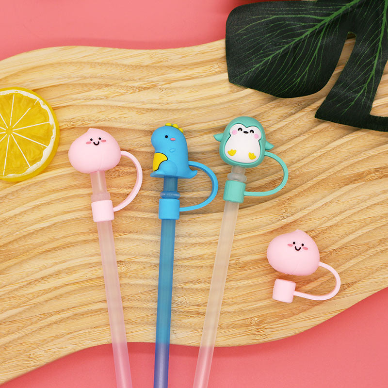 Wholesale  Cute Cartoon 10mm PVC Soft Straw Tube Cap