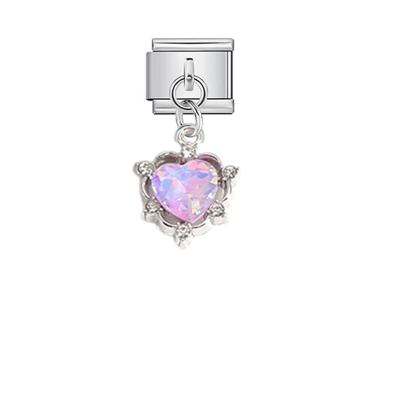 Wholesale Pink Crystal Flower Moon Pendant Charm for DIY Bracelet Watch - Stylish Jewelry Accessory for Women
