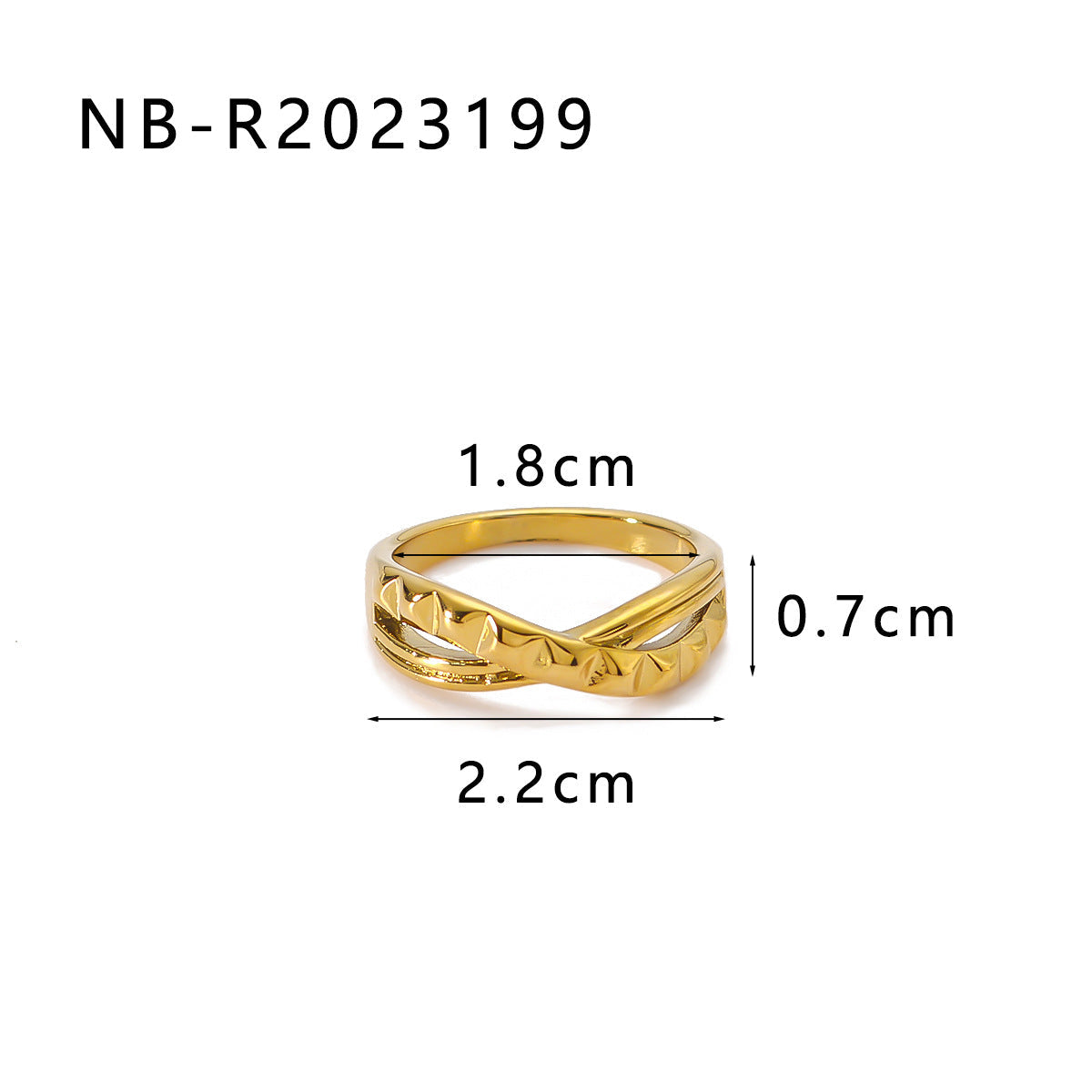 Wholesale Hammered Geometric Titanium Steel 18K Gold Plated Ring