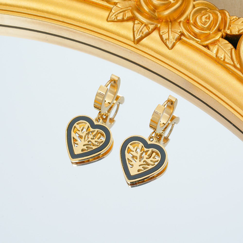 Wholesale Tree of Life Retro Fashion Earrings Titanium Steel Jewelry Accessory