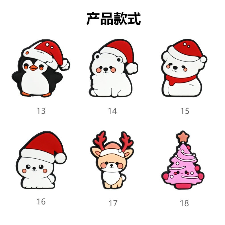 Wholesale Random 100pcs Cute Little Animal Christmas Series PVC Soft Rubber Shoe Buckle Decoration ACC-SC-RYY069