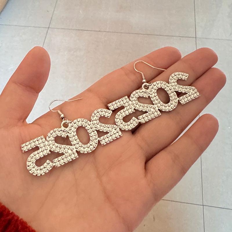 Wholesale  2025 Digital Alloy Earrings