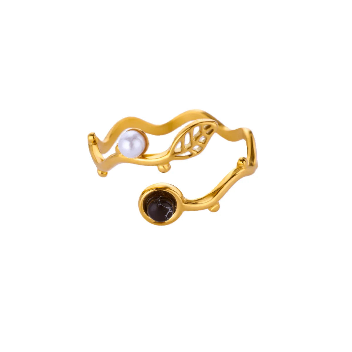 Wholesale Stainless steel Tianman-made pearl ocean series adjustable ring