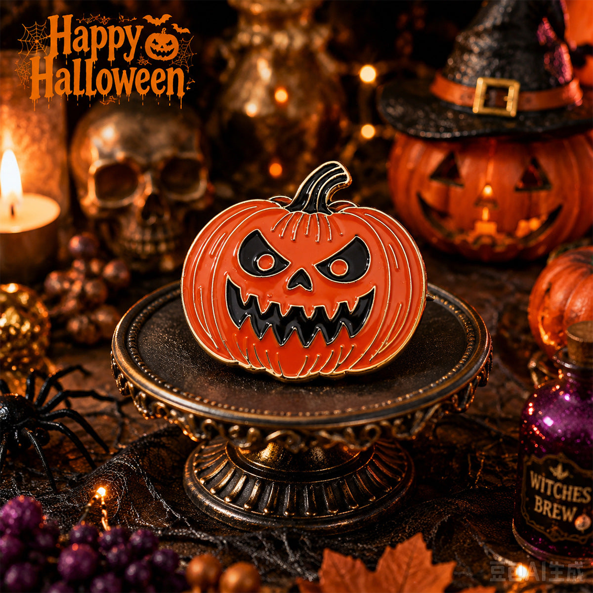 Wholesale  Pumpkin Bat Brooch Pin y Ghost Face Enamel Badge Trendy Holiday Costume Accessory Decorative Gift