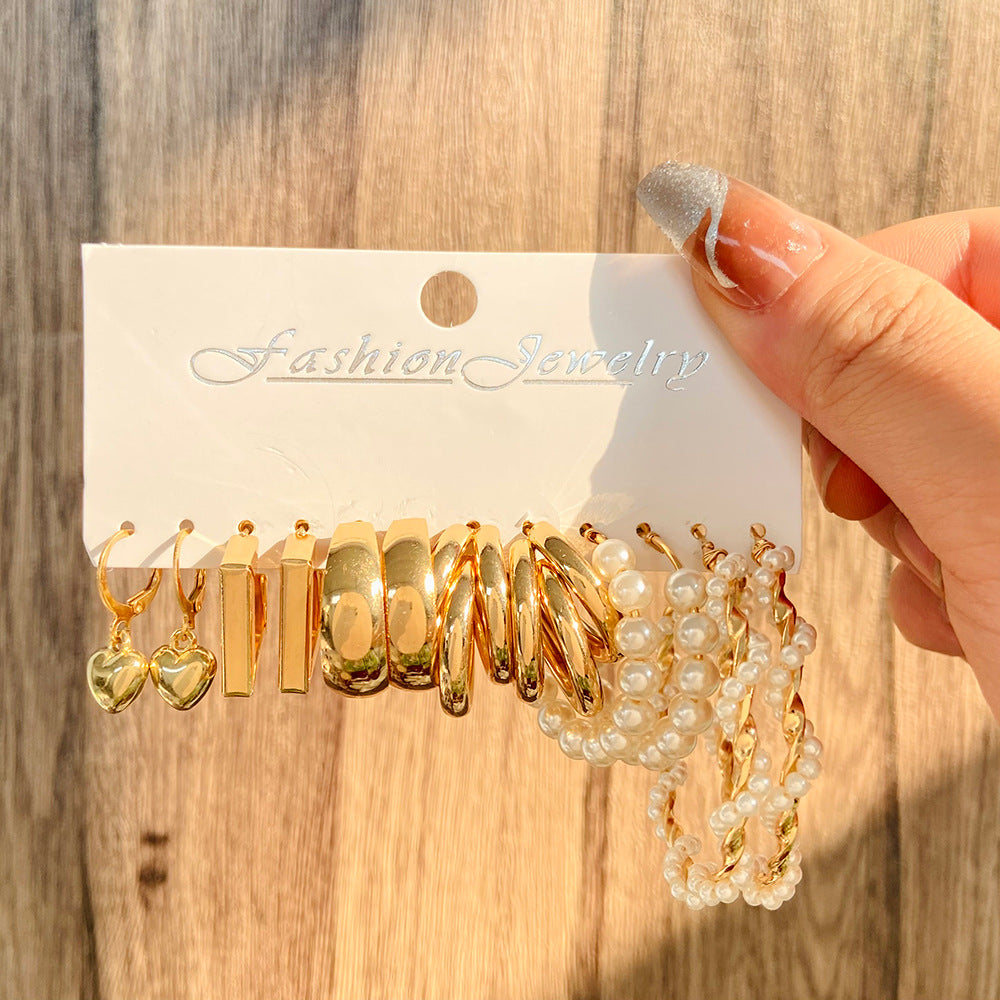 Wholesale Geometric Retro Gold Hoop Earrings Set ACC-ES-MY035