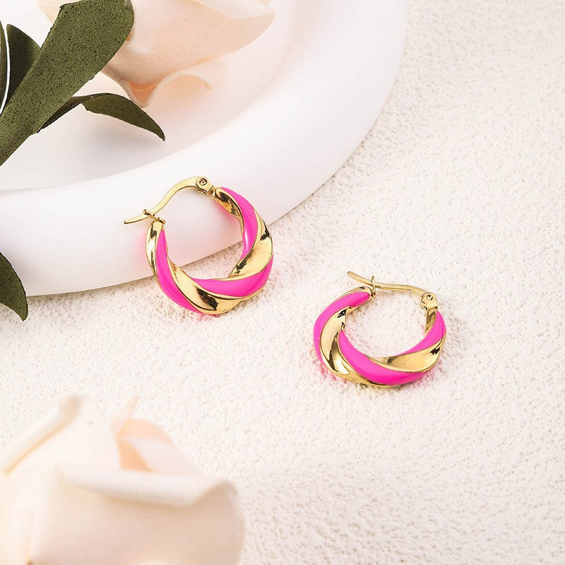 Wholesale Bohemian Beach Style Stainless Steel Earrings Oil Drop Earrings 18k Earrings ACC-ES-Ruix002