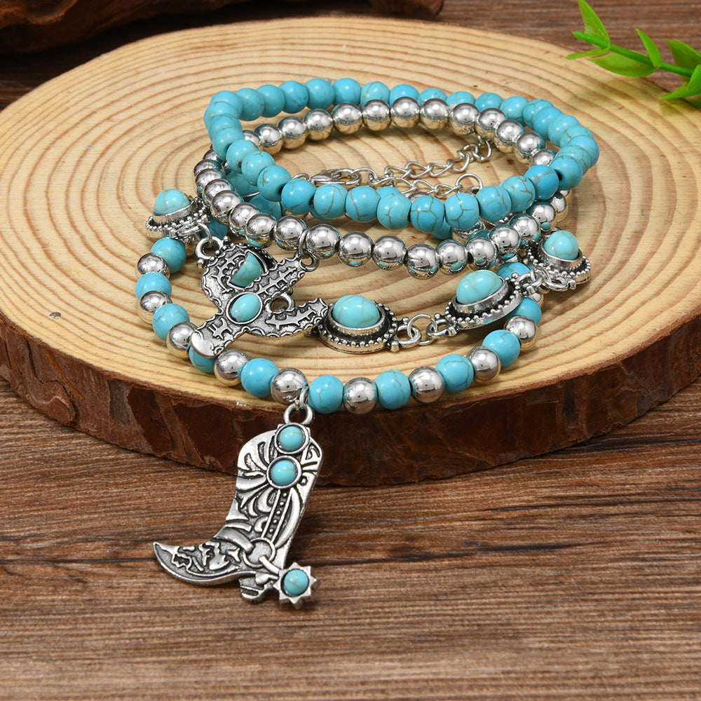 Wholesale Bohemian Turquoise Stackable Bracelet Set - Fashion Accessory for Everyday Wear