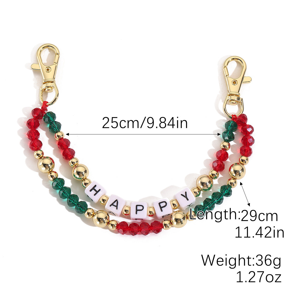 Wholesale acrylic beaded letter Christmas keychain