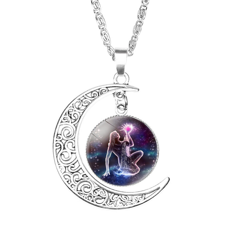 Wholesale Twelve Constellations Colorful Series Moon Necklace