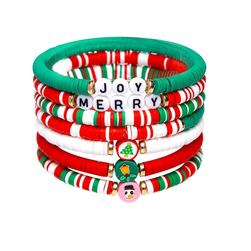 Wholesale Christmas Woven Polymer Clay Colorful Set Bracelets ACC-BT-Xiny023