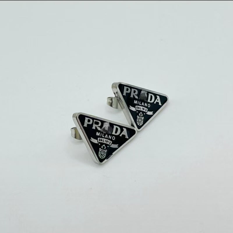 Wholesale ACCVIP Titanium Steel Light Luxury Enamel Inverted Triangle Stud Earrings